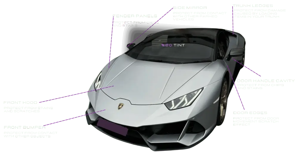 Luxury car with professional window tinting